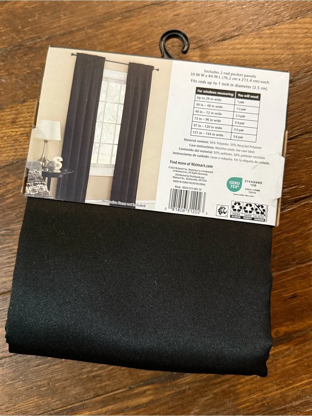 Black Rod Pocket Curtain Panels (2-pack) - Picture 2 of 3